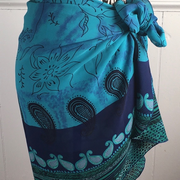 Women's Multi-Color Swim Wrap Aqua Blue  Pre-Owned - Picture 1 of 16